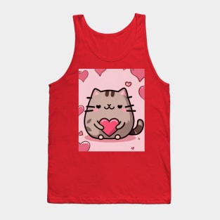 Pu-sheen Valentine cat Tank Top